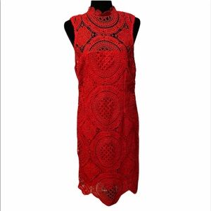 Charlotte Russe Red Lace High Collar Dress Sz XL